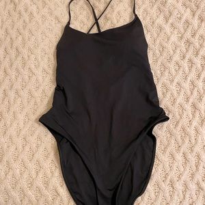 Everlane Black Strappy Back One Piece Swimsuit